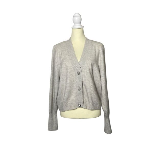 H&M Gray Wool Blend Pearl Button Super Soft Cardigan Sweater Women's Size XL - Picture 1 of 16